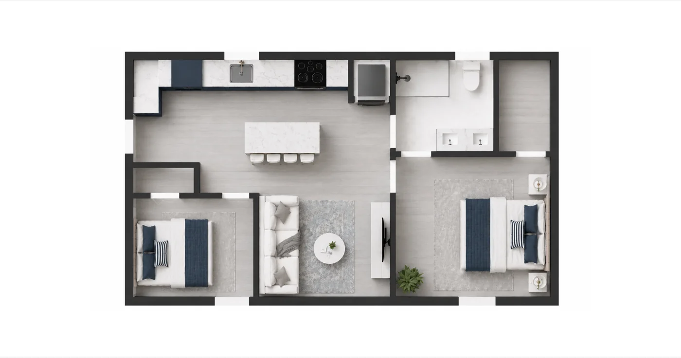 The Duo 680 sqft floor plan
