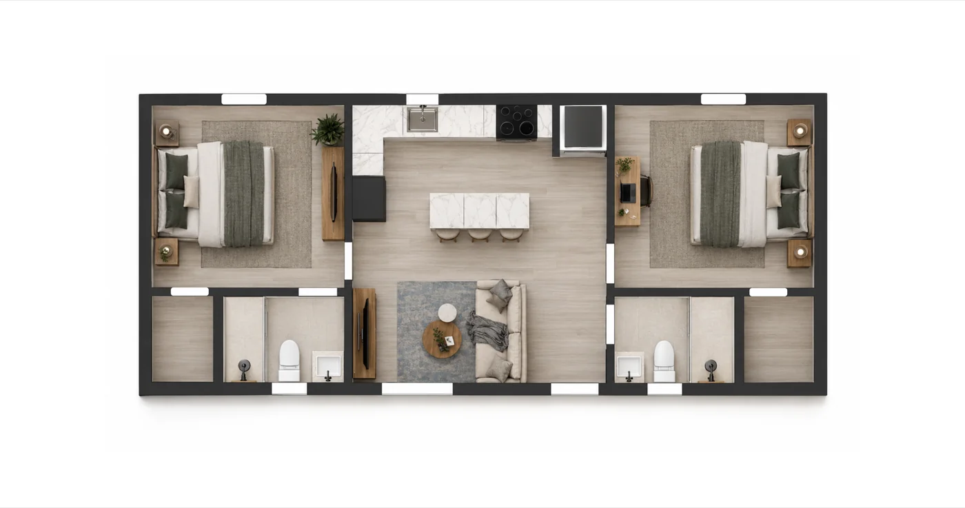 The Prestige 720 sqft floor plan